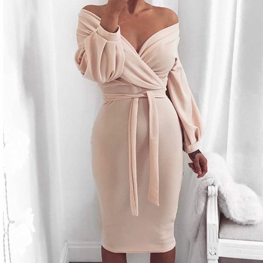 Peach colored dress size Small.